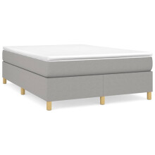 (light grey, 35 cm/ 4ft6 double) vidaXL Box Spring Bed Frame Mattress Foundation Upholstered Bed Base Fabric