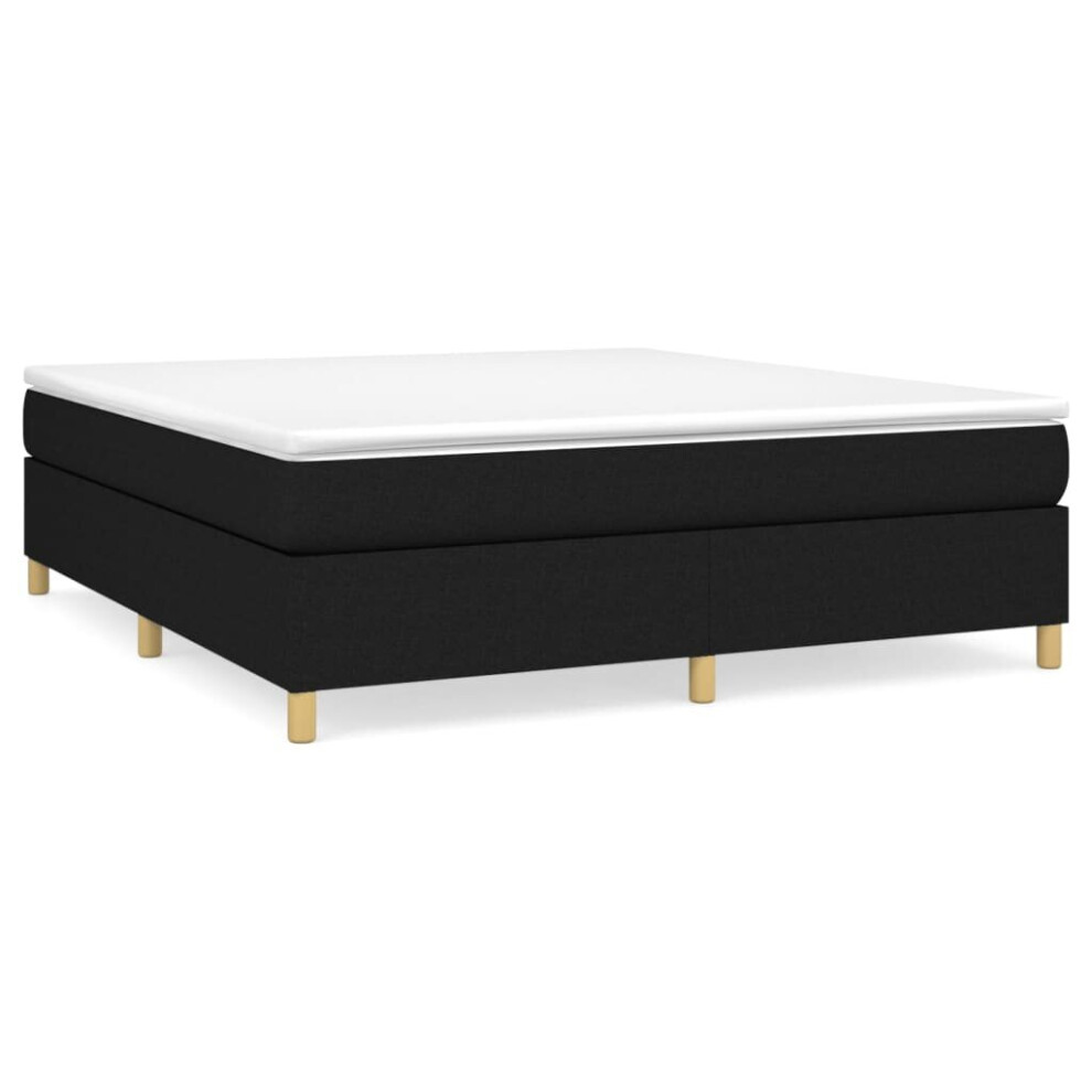 Vidaxl (Black, 35 Cm/ 6Ft Super King Size) Box Spring Bed Frame Mattress Foundation Upholstered Bed Base Fabric