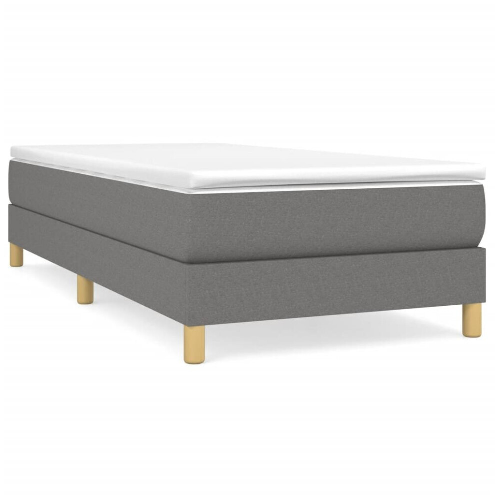 Vidaxl (Dark Grey, 25 Cm/ 3Ft Single) Box Spring Bed Frame Mattress Foundation Upholstered Bed Base Fabric