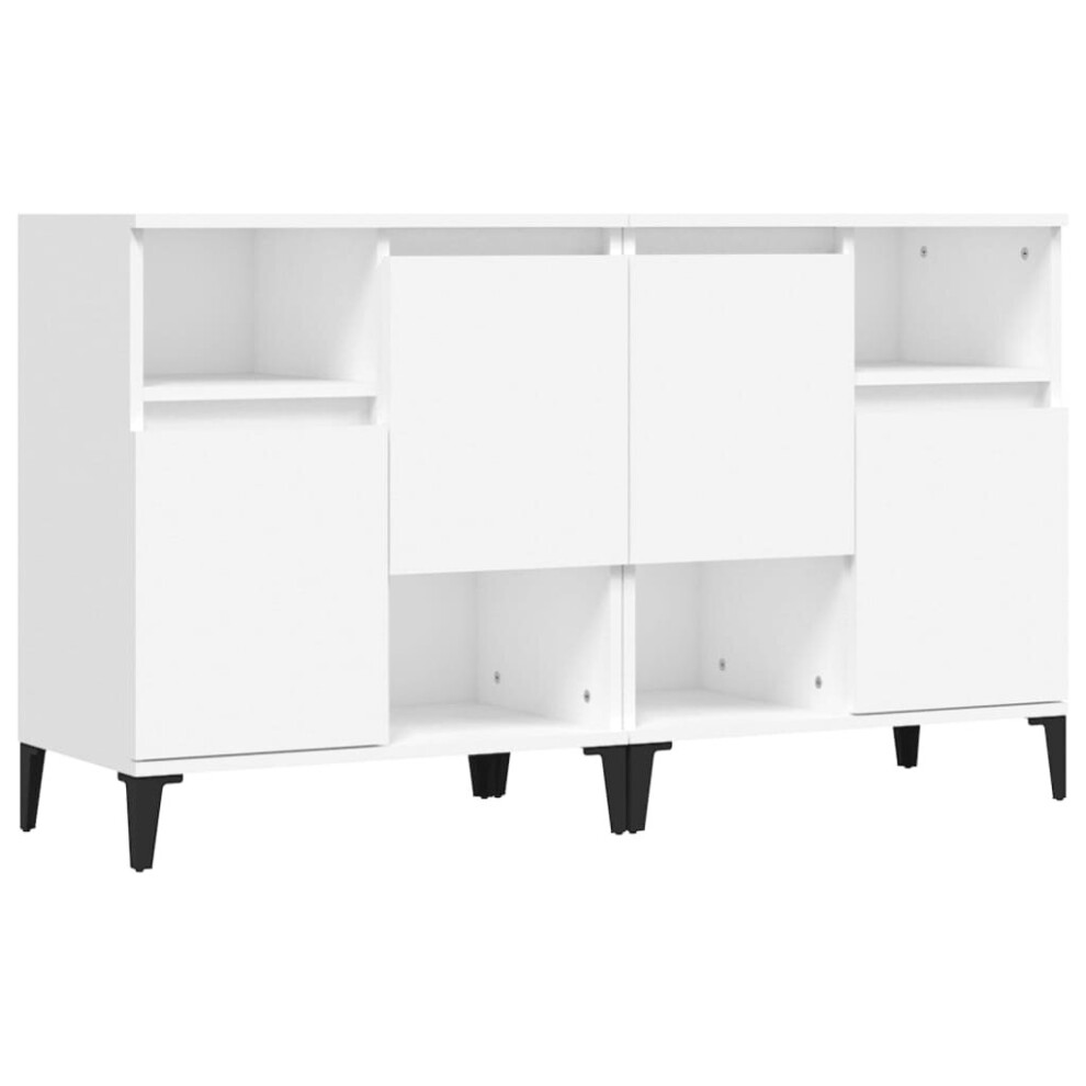 Vidaxl (White, 2 Pcs) Sideboards Storage Side Cabinet Cupboard Highboard Engineered Wood