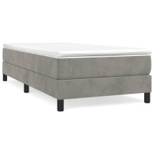 (light grey, 25 cm/ 3ft single) vidaXL Box Spring Bed Frame Mattress Foundation Upholstered Bed Base Velvet