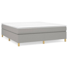 (light grey, 35 cm/ 6ft super king size) vidaXL Box Spring Bed Frame Mattress Foundation Upholstered Bed Base Fabric
