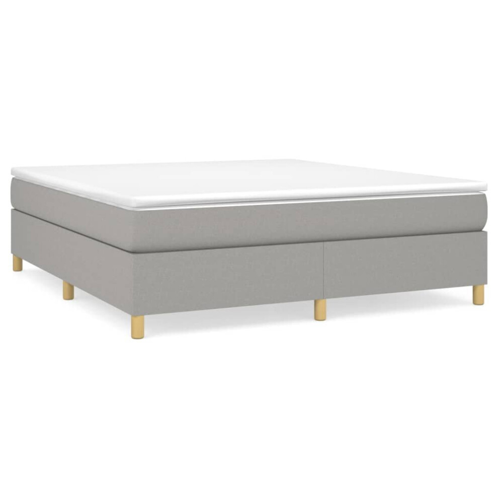 Vidaxl (Light Grey, 35 Cm/ 6Ft Super King Size) Box Spring Bed Frame Mattress Foundation Upholstered Bed Base Fabric