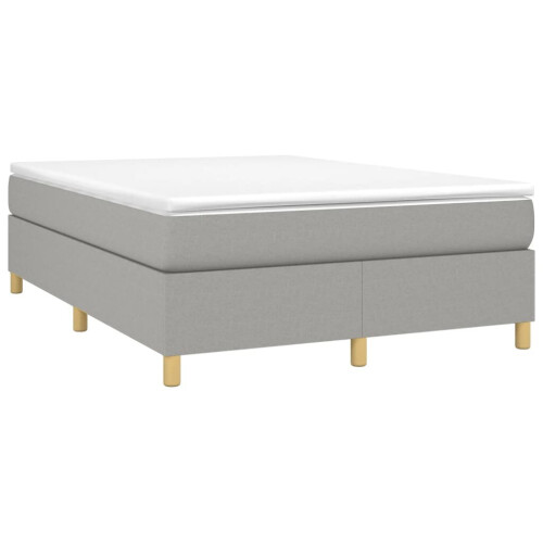 VidaXL (light grey, 35 cm/ 4ft6 double) vidaXL Box Spring Bed Frame Mattress Foundation Upholstered Bed Base Fabric 2