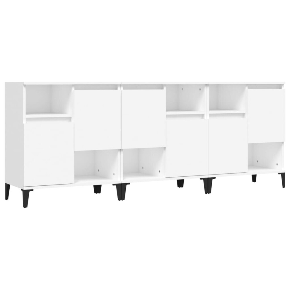 Vidaxl (White, 3 Pcs) Sideboards Storage Side Cabinet Cupboard Highboard Engineered Wood