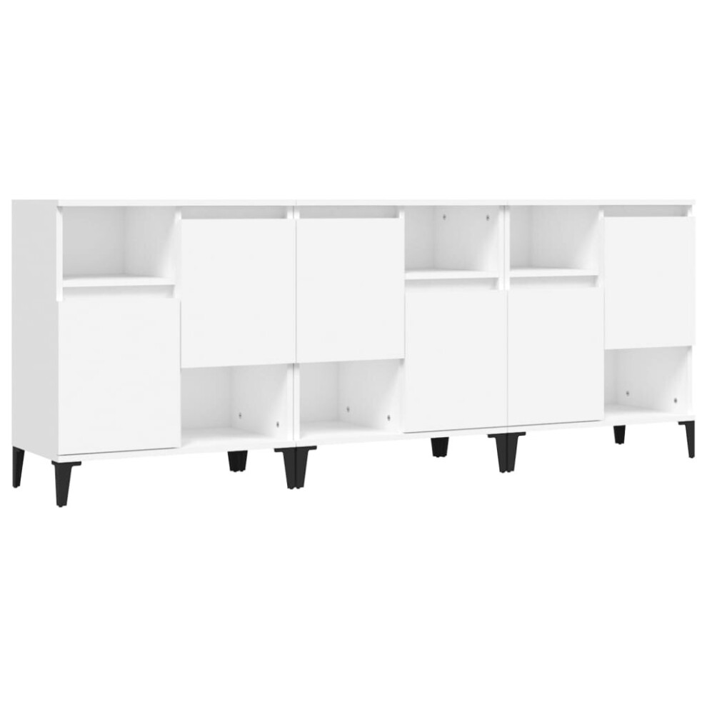 (white, 3 pcs) vidaXL Sideboards Storage Side Cabinet Cupboard Highboard Engineered Wood