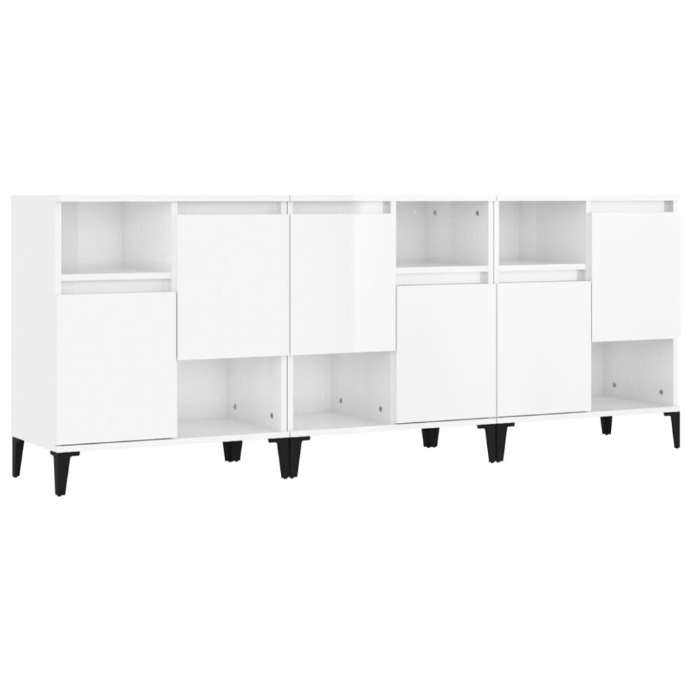 (high gloss white, 3 pcs) vidaXL Sideboards Storage Side Cabinet Cupboard Highboard Engineered Wood