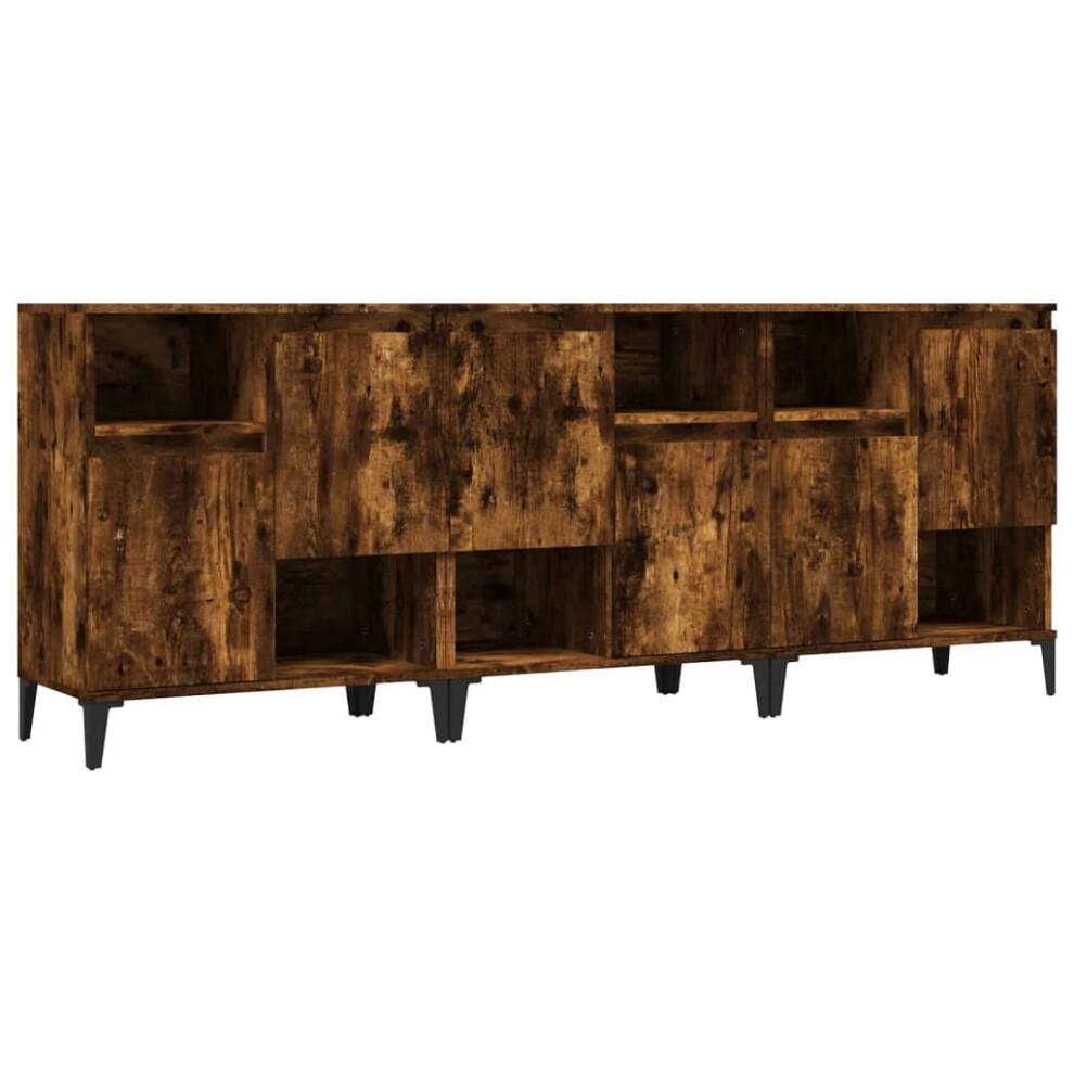 Vidaxl (Smoked Oak, 3 Pcs) Sideboards Storage Side Cabinet Cupboard Highboard Engineered Wood