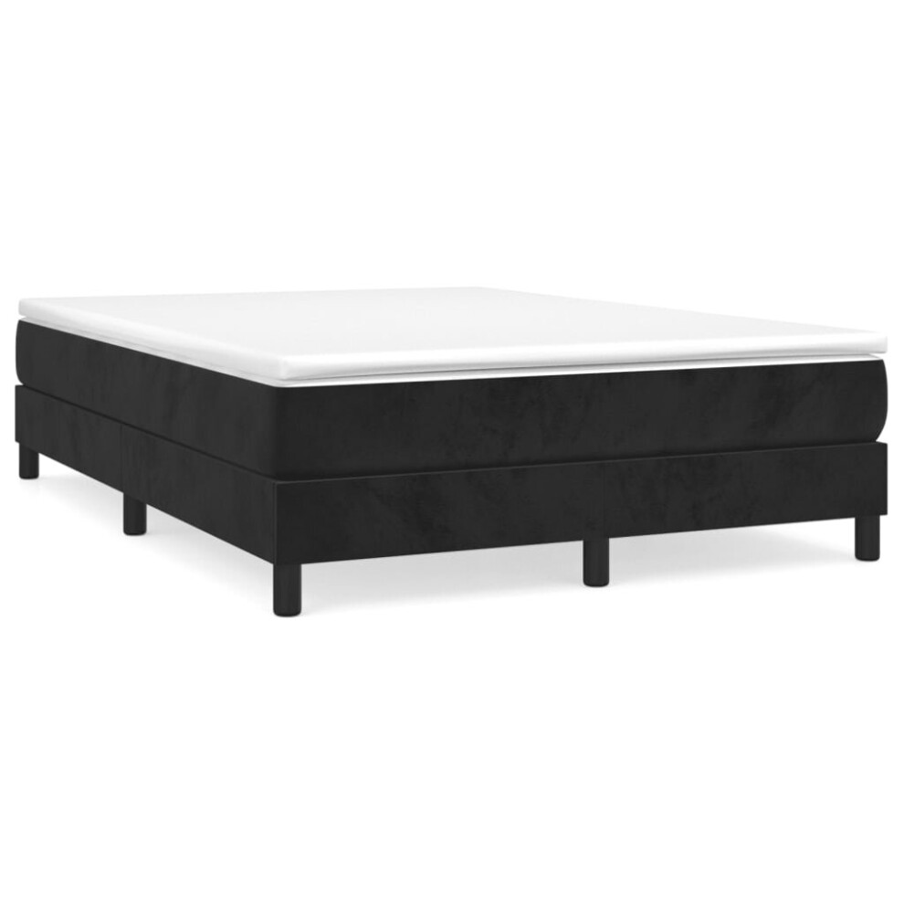 Vidaxl (Black, 25 Cm/ 4Ft6 Double) Box Spring Bed Frame Mattress Foundation Upholstered Bed Base Velvet