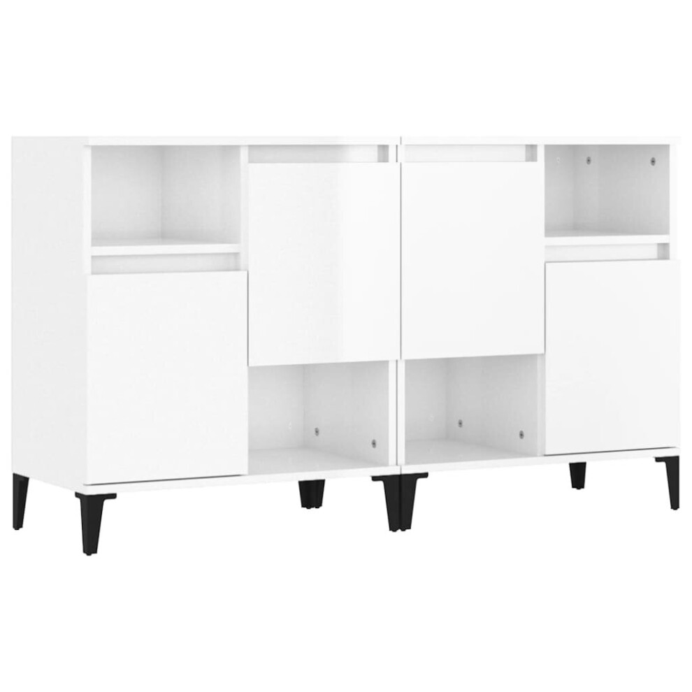 (high gloss white, 2 pcs) vidaXL Sideboards Storage Side Cabinet Cupboard Highboard Engineered Wood