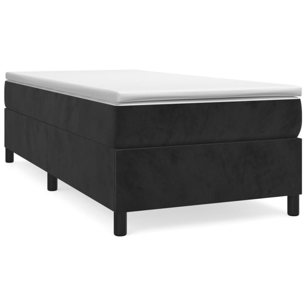 Vidaxl (Black, 35 Cm/ 3Ft Single) Box Spring Bed Frame Mattress Foundation Upholstered Bed Base Velvet