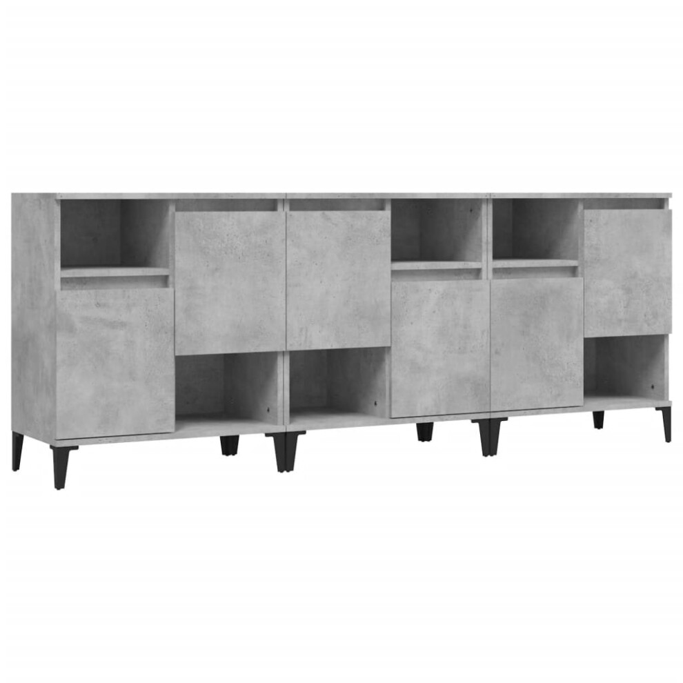 Vidaxl (Concrete Grey, 3 Pcs) Sideboards Storage Side Cabinet Cupboard Highboard Engineered Wood