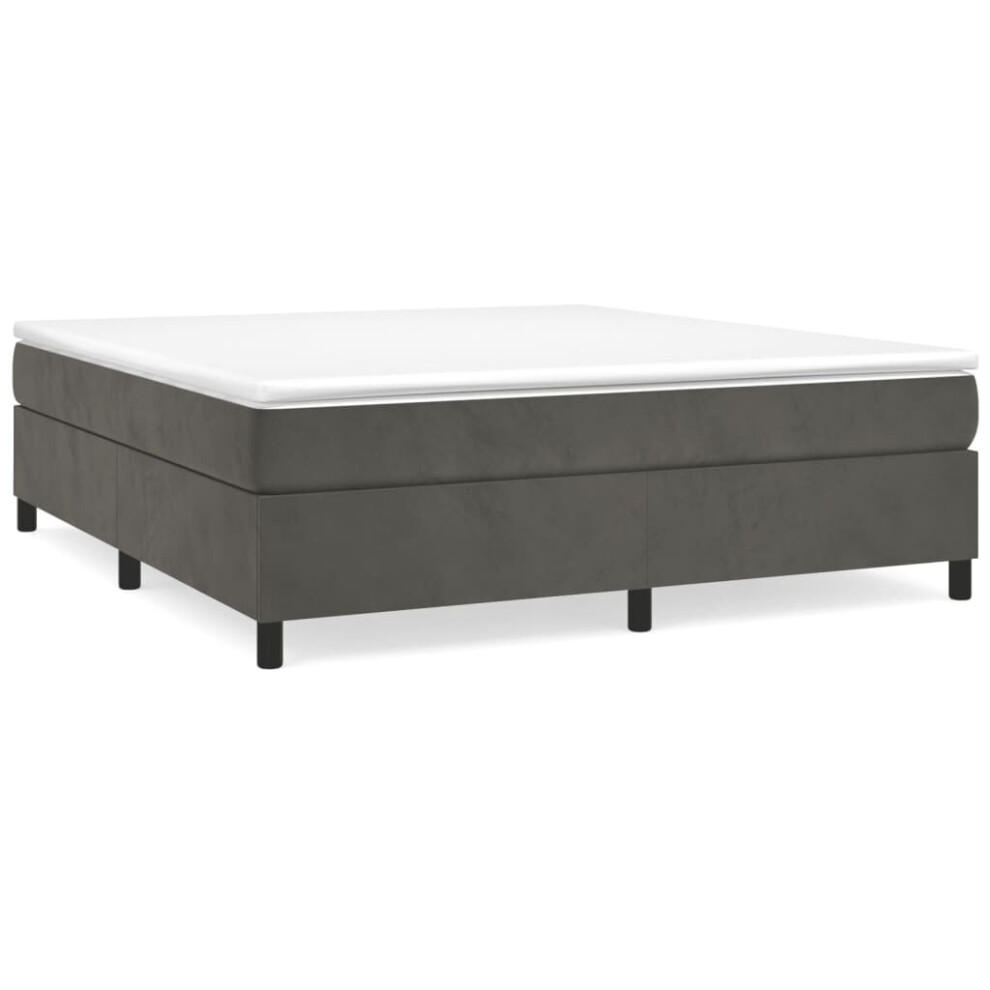 (dark grey, 35 cm/ 6ft super king size) vidaXL Box Spring Bed Frame Mattress Foundation Upholstered Bed Base Velvet