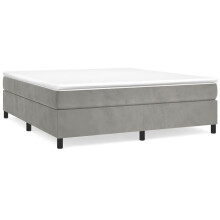 (light grey, 35 cm/ 6ft super king size) vidaXL Box Spring Bed Frame Mattress Foundation Upholstered Bed Base Velvet