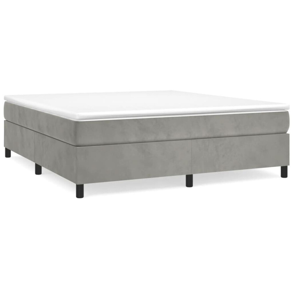 (light grey, 35 cm/ 6ft Super King size) vidaXL Box Spring Bed Frame Mattress Foundation Upholstered Bed Base Velvet