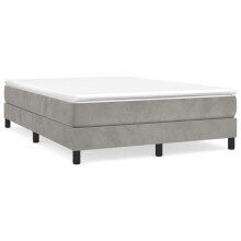 (light grey, 25 cm/ 4ft6 double) vidaXL Box Spring Bed Frame Mattress Foundation Upholstered Bed Base Velvet