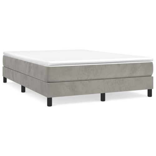 (light grey, 25 cm/ 4ft6 double) vidaXL Box Spring Bed Frame Mattress Foundation Upholstered Bed Base Velvet
