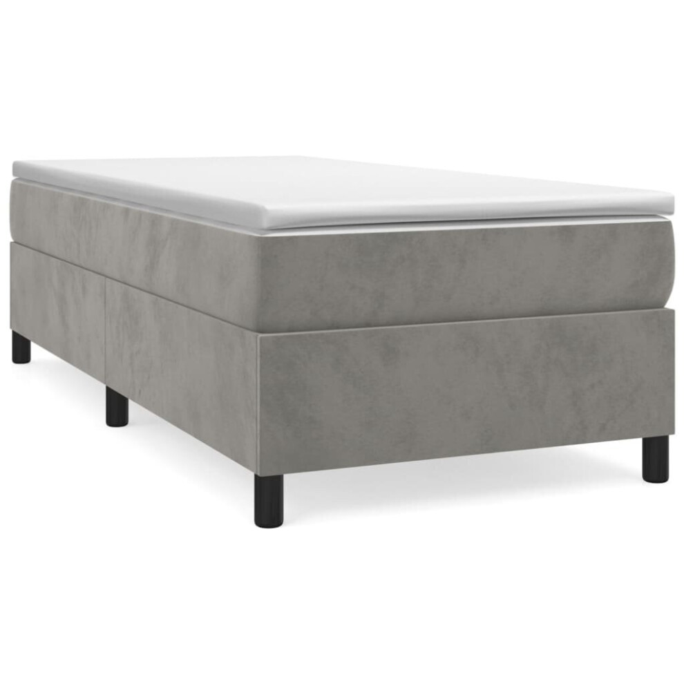 (light grey, 35 cm/ 3ft single) vidaXL Box Spring Bed Frame Mattress Foundation Upholstered Bed Base Velvet