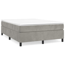 (light grey, 35 cm/ 4ft6 double) vidaXL Box Spring Bed Frame Mattress Foundation Upholstered Bed Base Velvet