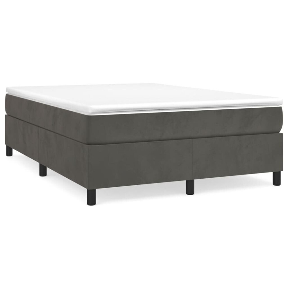 Vidaxl (Dark Grey, 35 Cm/ 4Ft6 Double) Box Spring Bed Frame Mattress Foundation Upholstered Bed Base Velvet