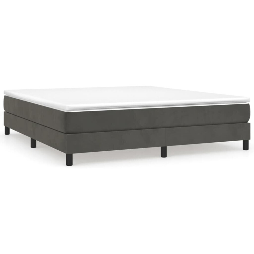 Vidaxl (Dark Grey, 25 Cm/ 6Ft Super King Size) Box Spring Bed Frame Mattress Foundation Upholstered Bed Base Velvet