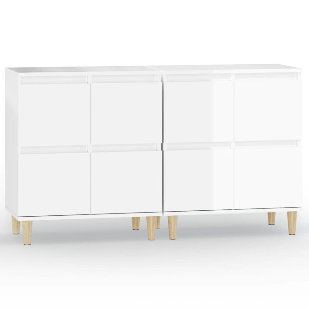 (high Gloss white, 2 pcs) vidaXL Sideboards Storage Side Cabinet Cupboard Highboard Engineered Wood