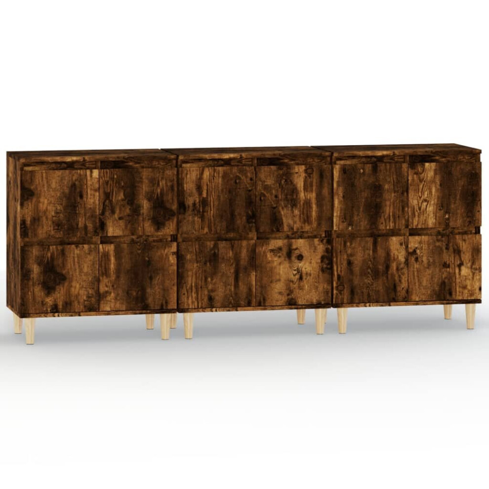 Vidaxl (Smoked Oak, 3 Pcs) Sideboards Storage Side Cabinet Cupboard Highboard Engineered Wood