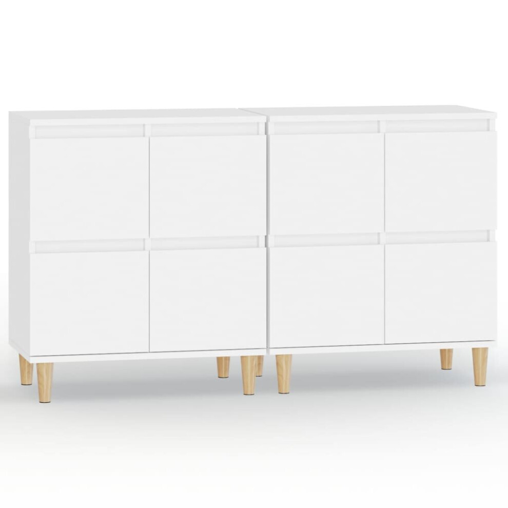 Vidaxl (White, 2 Pcs) Sideboards Storage Side Cabinet Cupboard Highboard Engineered Wood