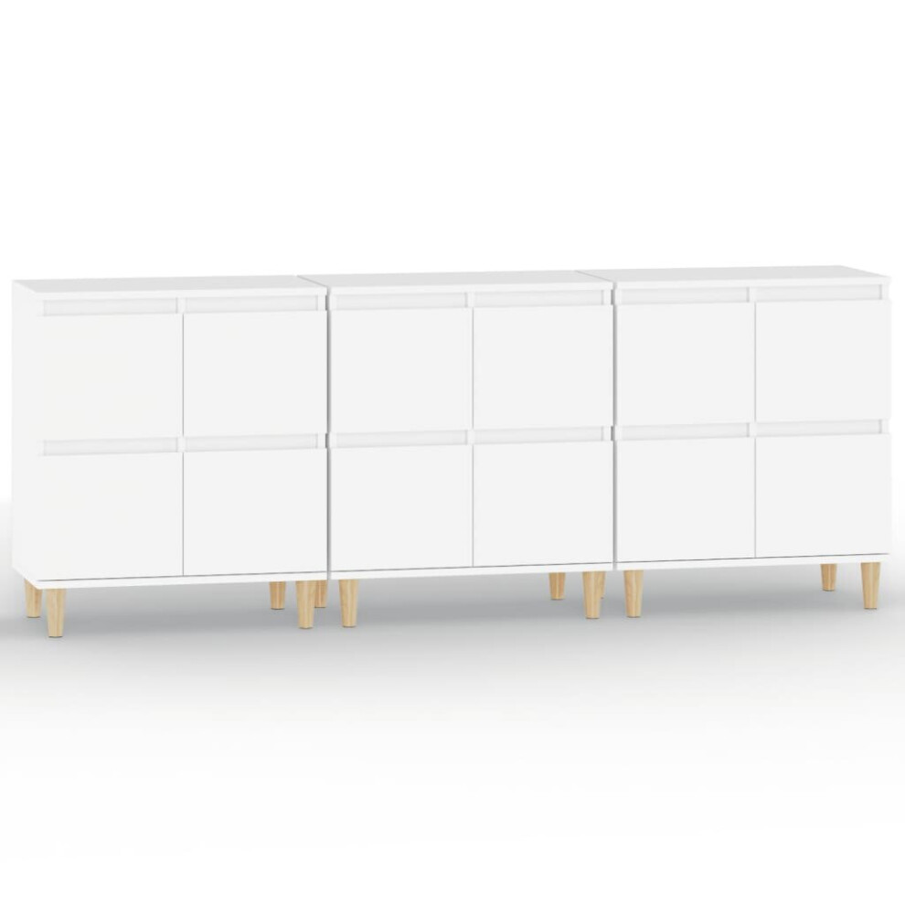 Vidaxl (White, 3 Pcs) Sideboards Storage Side Cabinet Cupboard Highboard Engineered Wood