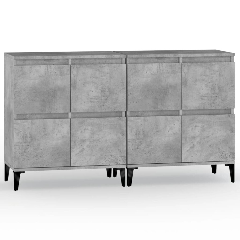 Vidaxl (Concrete Grey, 2 Pcs) Sideboards Storage Side Cabinet Cupboard Highboard Engineered Wood