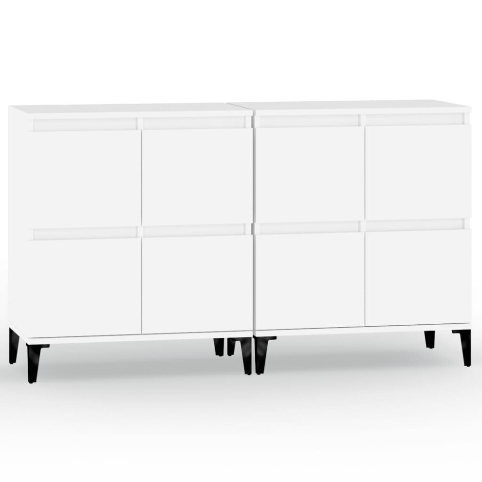 (white, 2 pcs) vidaXL Sideboards Storage Side Cabinet Cupboard Highboard Engineered Wood