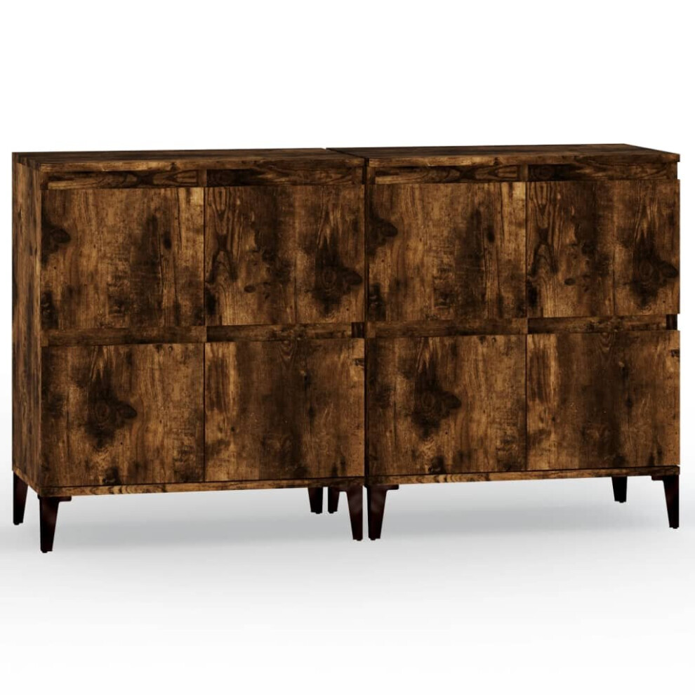 Vidaxl (Smoked Oak, 2 Pcs) Sideboards Storage Side Cabinet Cupboard Highboard Engineered Wood