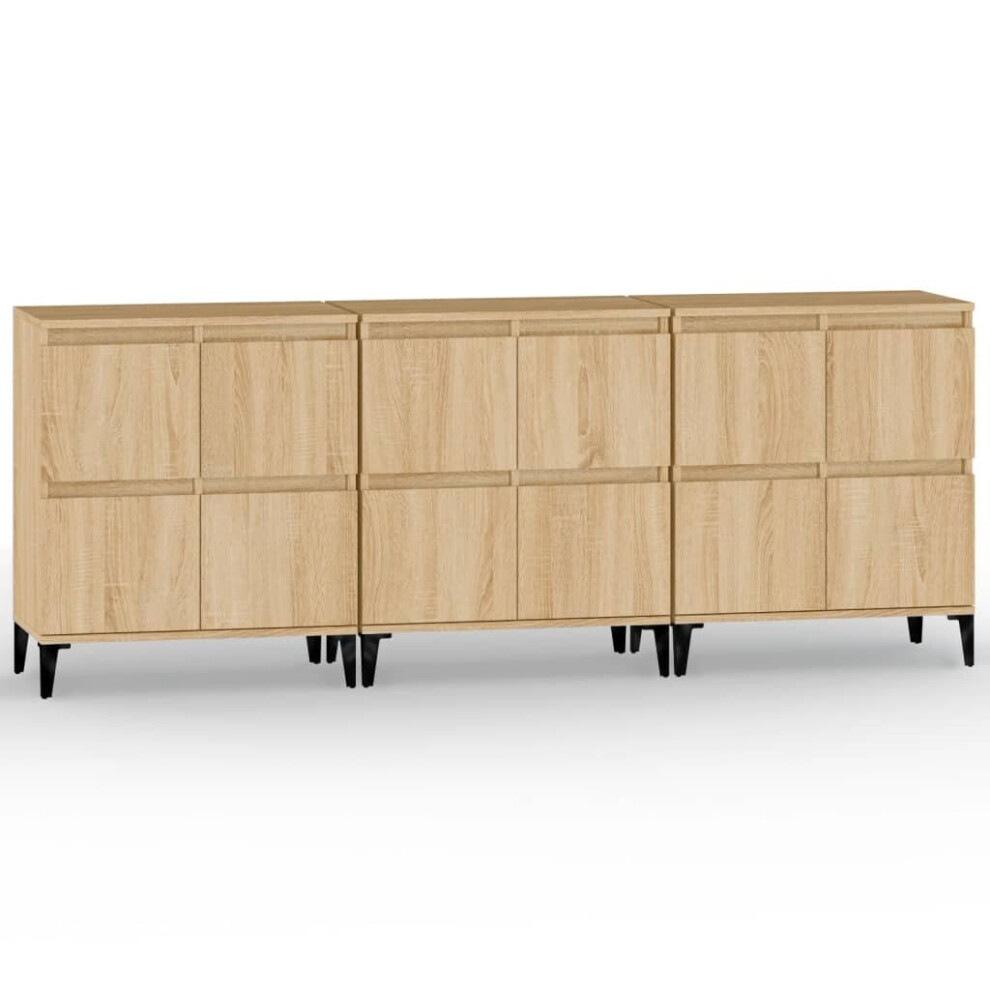 Vidaxl (Sonoma Oak, 3 Pcs) Sideboards Storage Side Cabinet Cupboard Highboard Engineered Wood