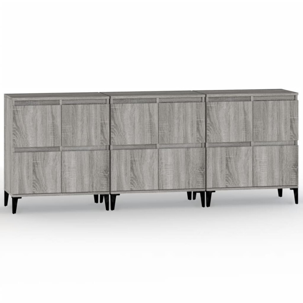 Vidaxl (Grey Sonoma, 3 Pcs) Sideboards Storage Side Cabinet Cupboard Highboard Engineered Wood