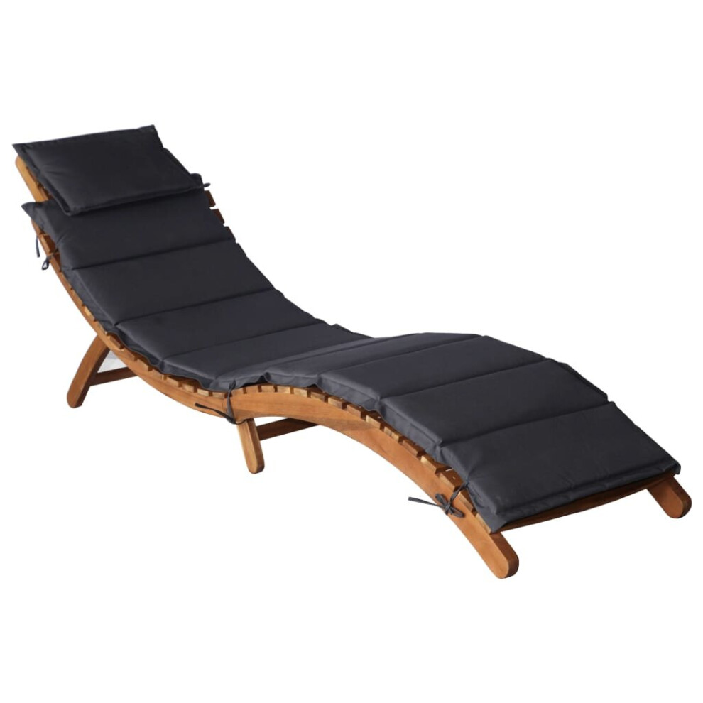 Vidaxl (Dark 1 Pcs) Sun Loungers Chaise Lounge Recliner With Cushions Solid Wood Acacia Grey