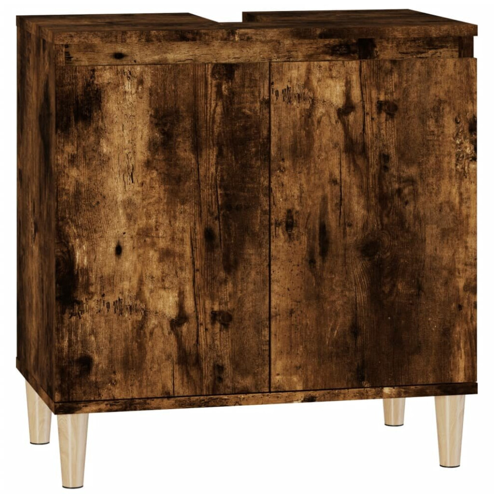 Vidaxl (Smoked Oak) Sink Cabinet Vanity Unit Storage Under Sink Cabinet Engineered Wood