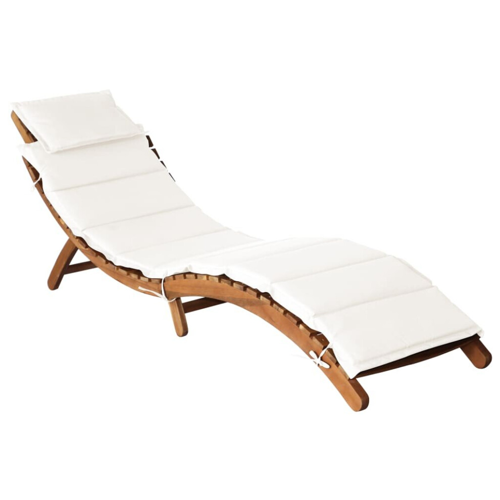 (cream, 1 pcs) vidaXL Sun Loungers Chaise Lounge Recliner with Cushions Solid Wood Acacia