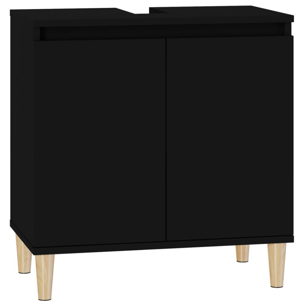 Vidaxl (Black) Sink Cabinet Vanity Unit Storage Under Sink Cabinet Engineered Wood Black