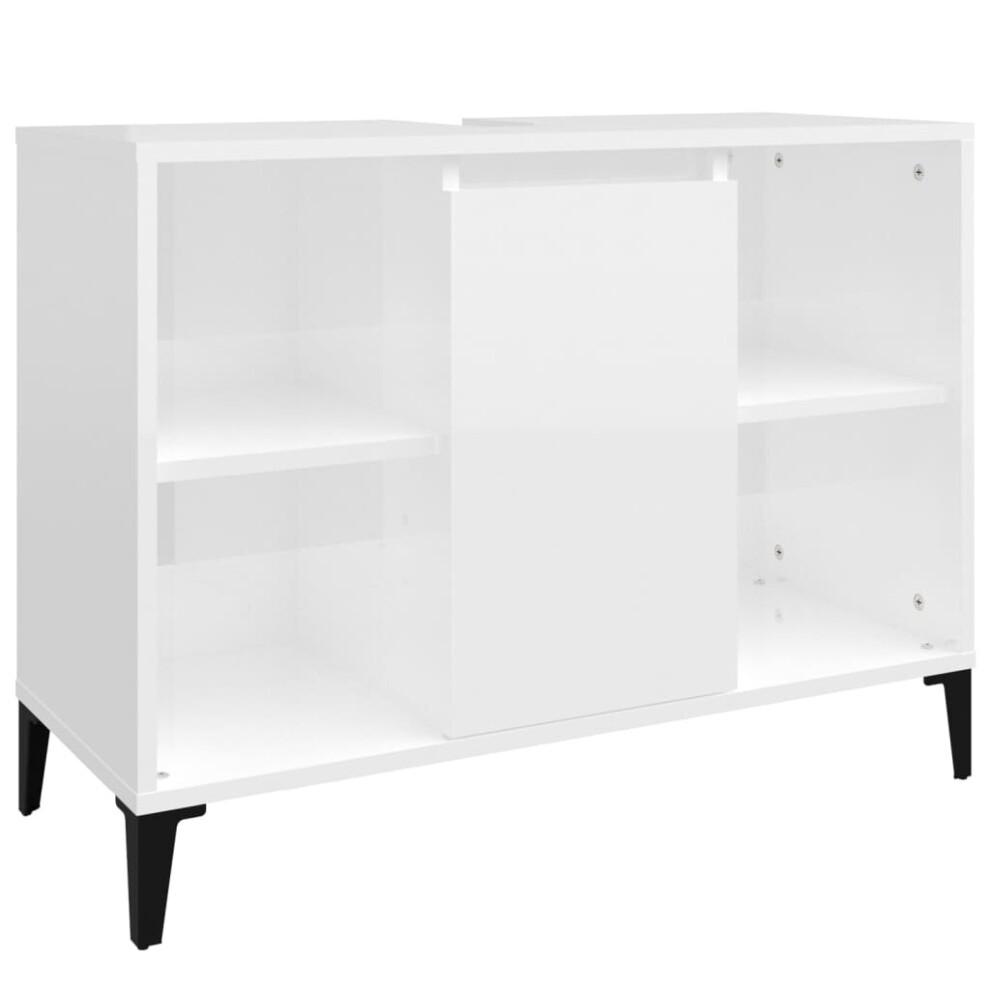 (high gloss white) vidaXL Sink Cabinet Vanity Unit Storage Under Sink Cabinet Engineered Wood