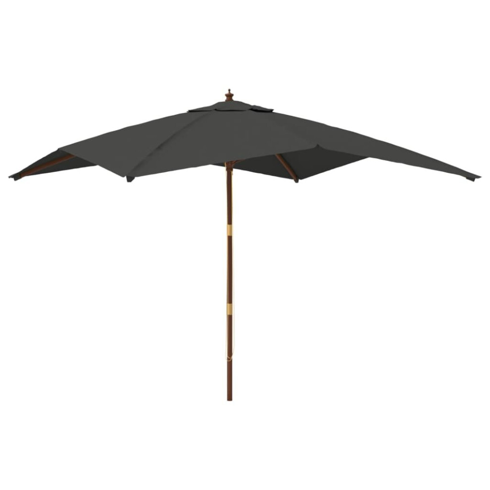 Vidaxl (Anthracite) Garden Parasol Umbrella With Wooden Pole Outdoor Parasol Sun Umbrella
