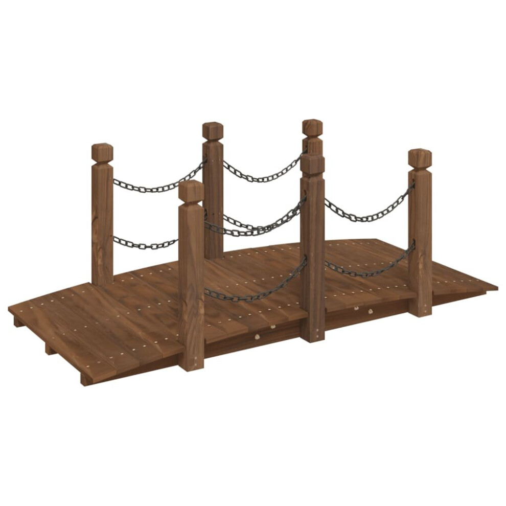 (dark brown, with chain railings) vidaXL Garden Bridge Ornament Pond Bridge with Railings Solid Wood Spruce