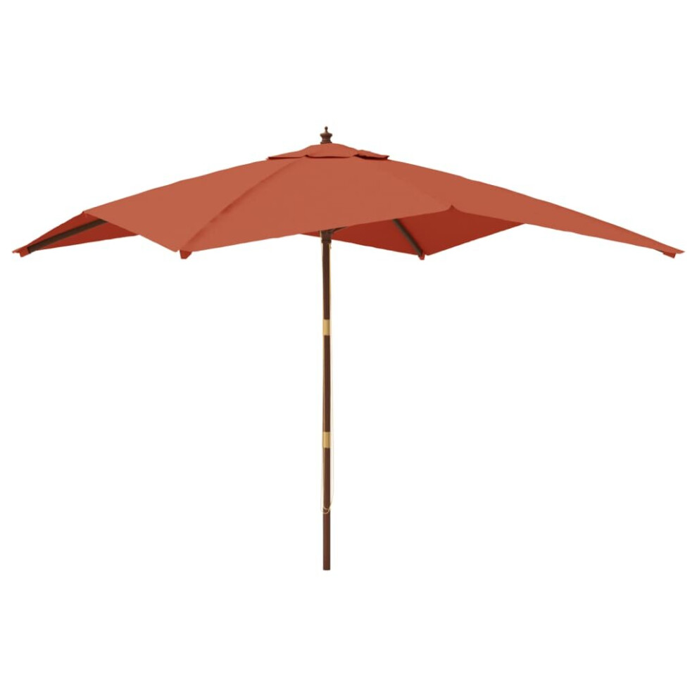 (terracotta) vidaXL Garden Parasol Umbrella with Wooden Pole Outdoor Parasol Sun Umbrella