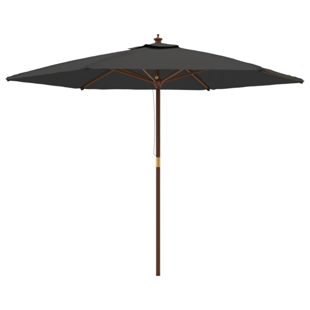 Vidaxl (Anthracite) Garden Parasol Outdoor Umbrella Parasol Sun Shade With Wooden Pole