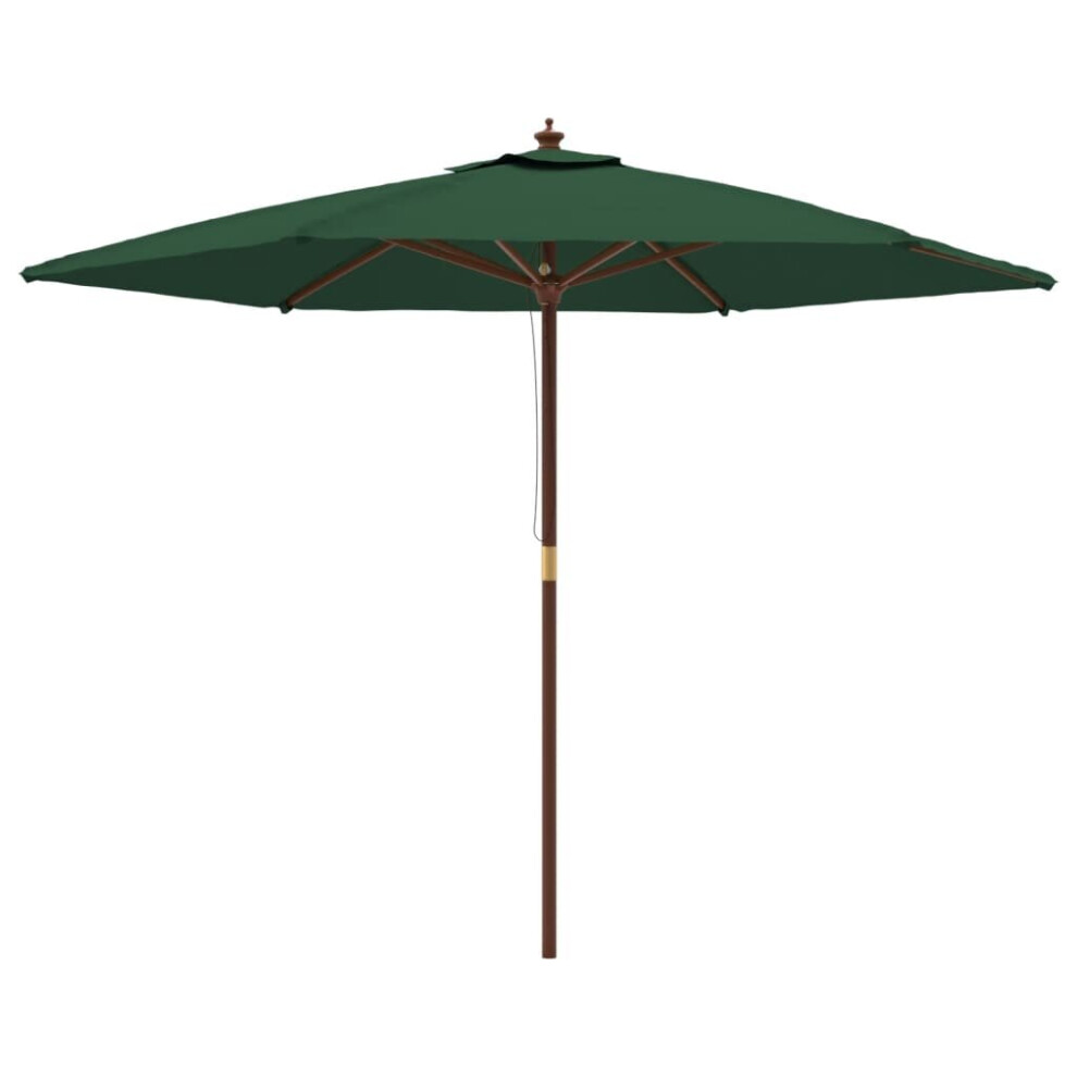 Vidaxl (Green) Garden Parasol Outdoor Umbrella Parasol Sun Shade With Wooden Pole