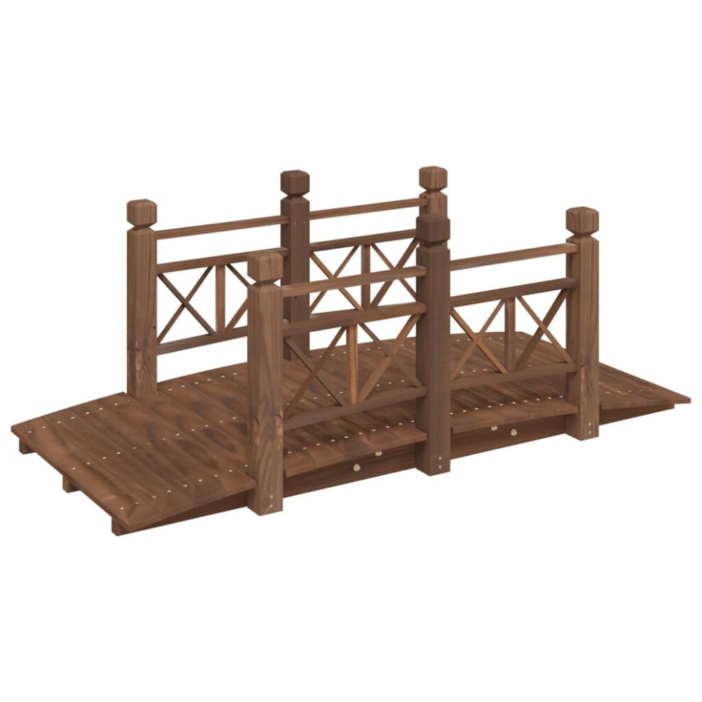 Vidaxl (Dark Brown, With Wood Railings) Garden Bridge Ornament Pond Bridge With Railings Solid Wood Spruce
