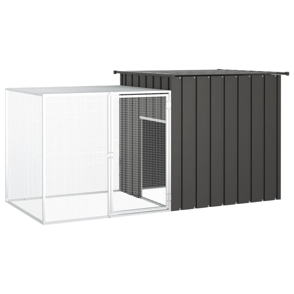 (anthracite) vidaXL Rabbit Cage Galvanised Steel Outdoor Pet Rabbit Hutch Anthracite/Grey