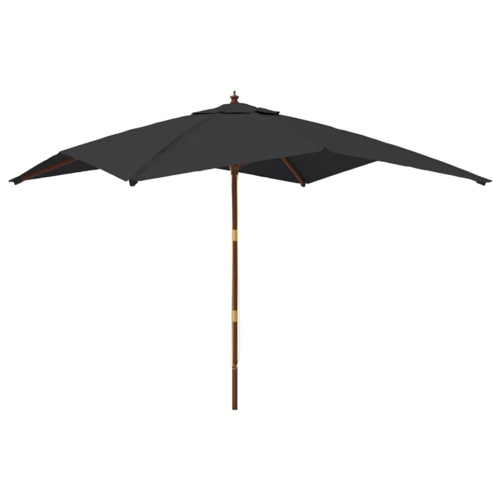 Vidaxl (Black) Garden Parasol Umbrella With Wooden Pole Outdoor Parasol Sun Umbrella