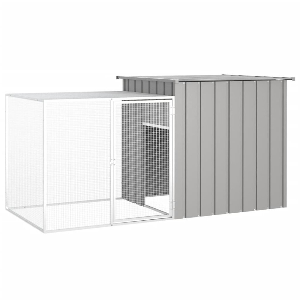 (grey) vidaXL Rabbit Cage Galvanised Steel Outdoor Pet Rabbit Hutch Anthracite/Grey