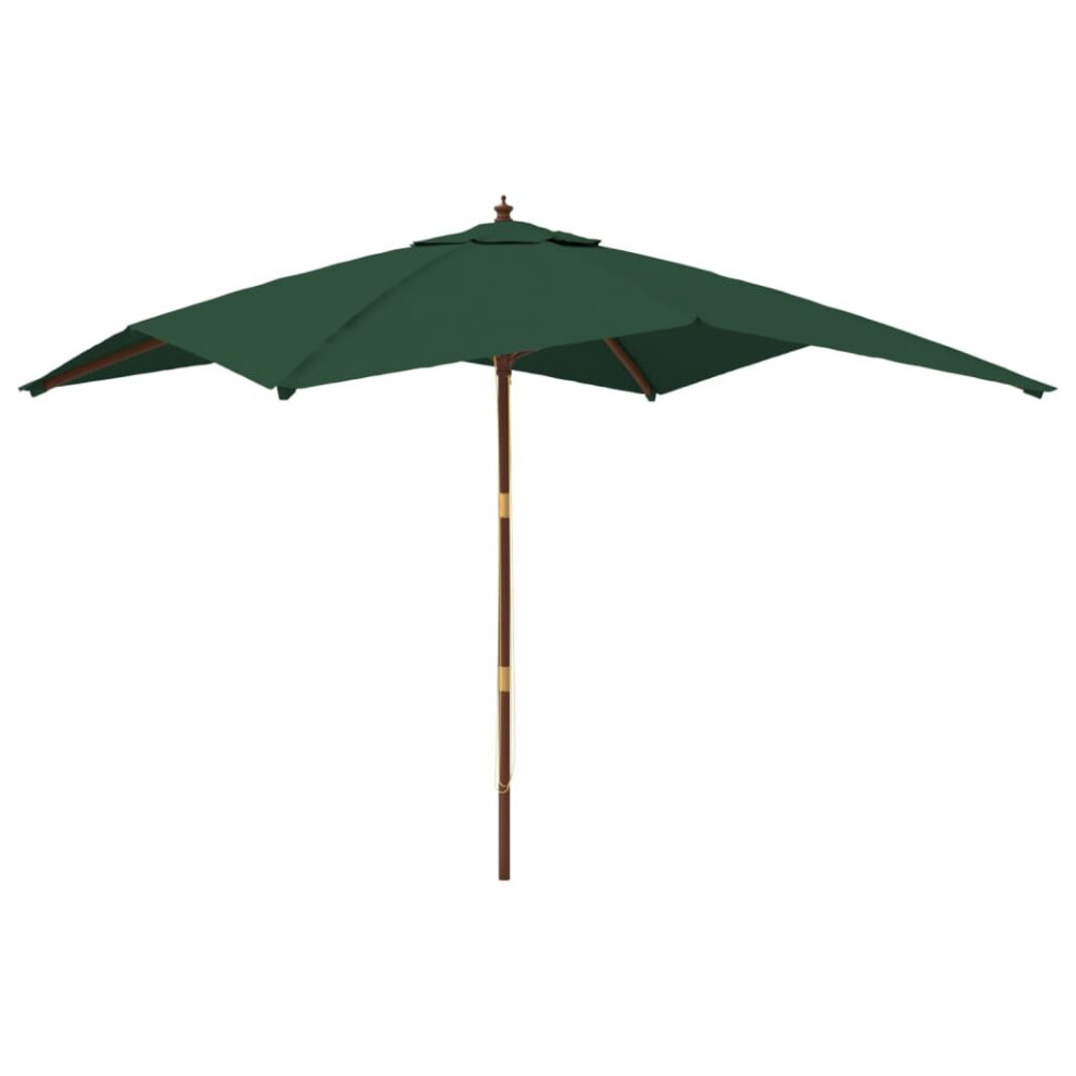 (green) vidaXL Garden Parasol Umbrella with Wooden Pole Outdoor Parasol Sun Umbrella