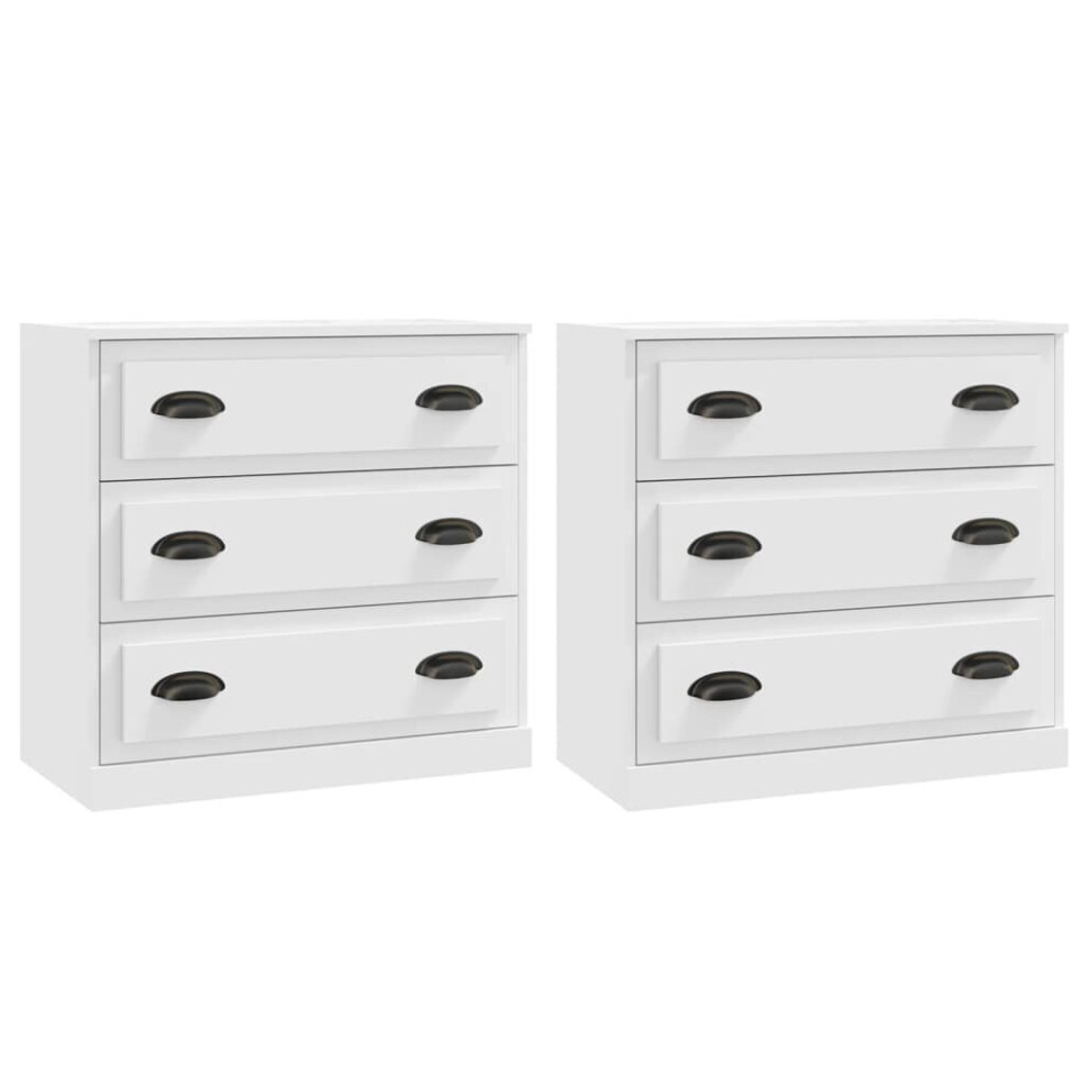 (white) vidaXL Sideboards Storage Cabinet Cupboard Highboard 2 pcs Engineered Wood